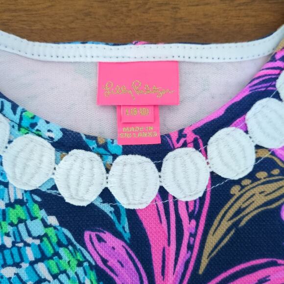 Lili Pulitzer Girls Little Lilly Knit Shift Dress CALYPSO COAST size Large 8-10 - Picture 3 of 11